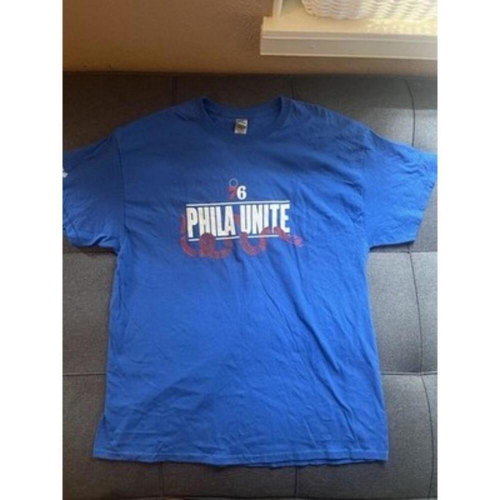 Philadelphia 76ers Blue T Shirt, Phila Unite, Gildan Men’s XL